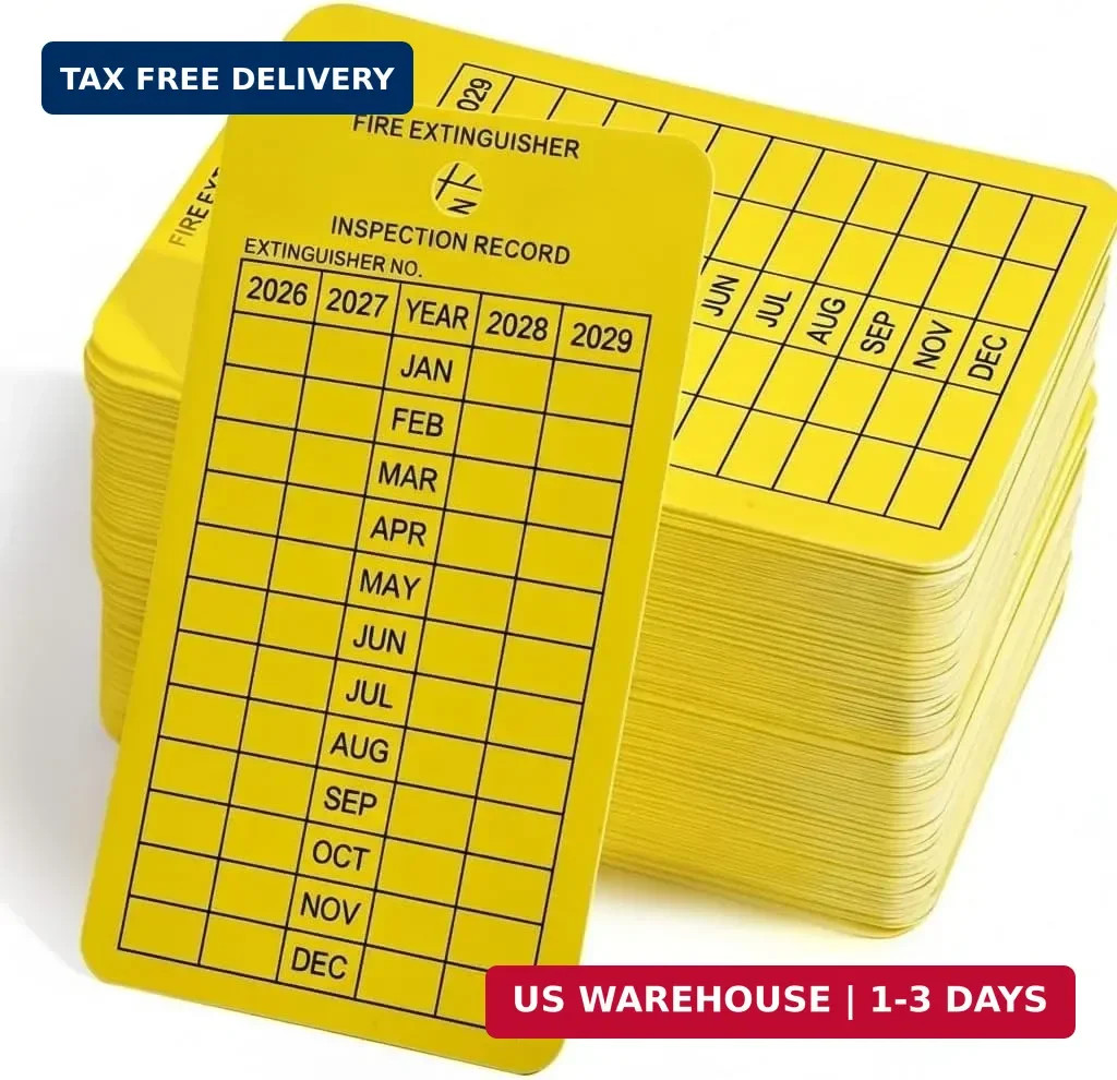 50 Pack 4-Year Fire Extinguisher Monthly Inspection Tags, 2026-2029 Plastic Insp