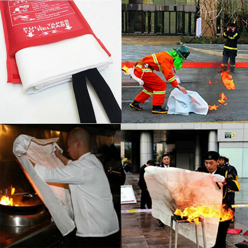 4x Large Fire Blanket Fireproof For Home Kitchen Office Caravan Emergency Safety