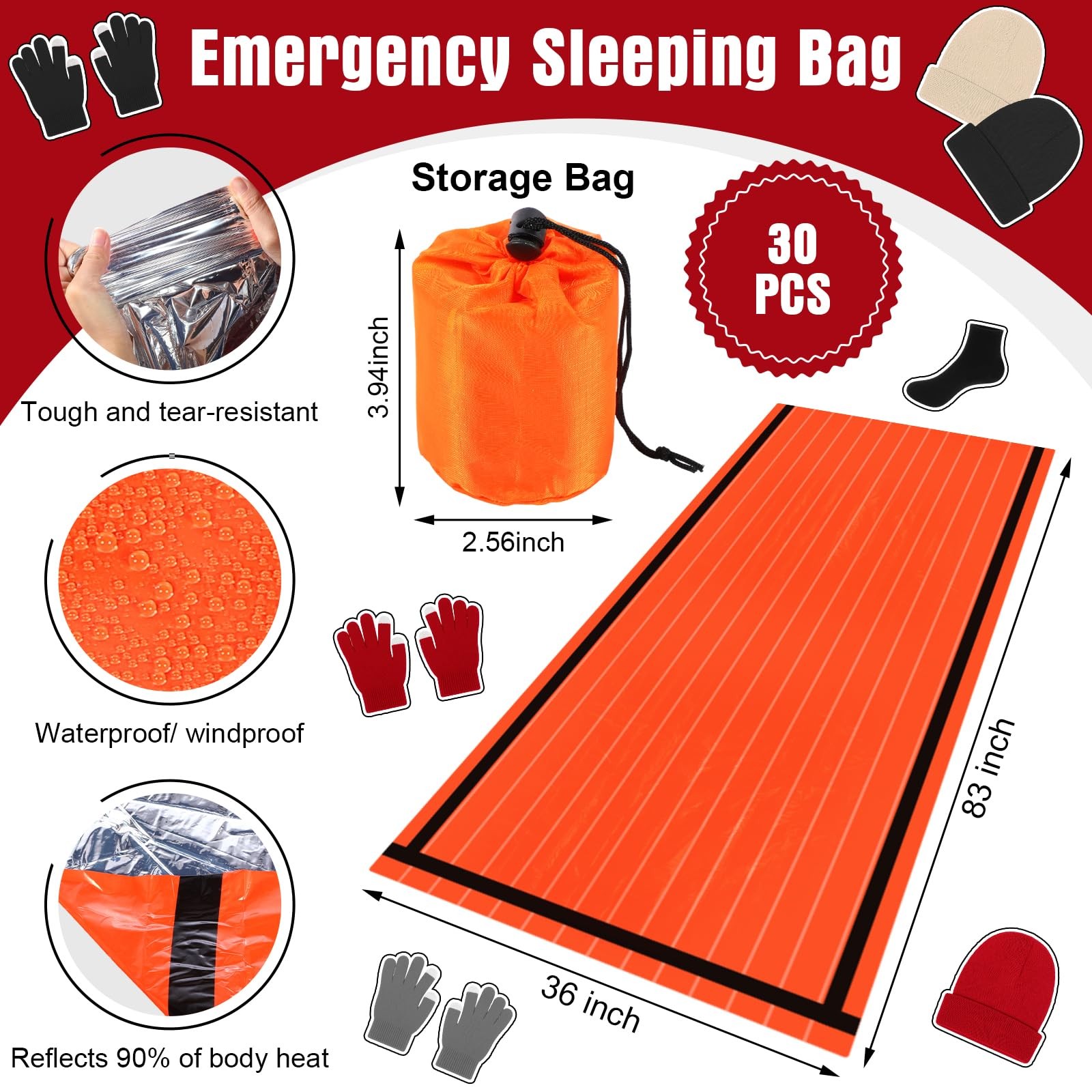 120 Pcs Homeless Care Package Supplies Bulk Winter Emergency Thermal Blankets…