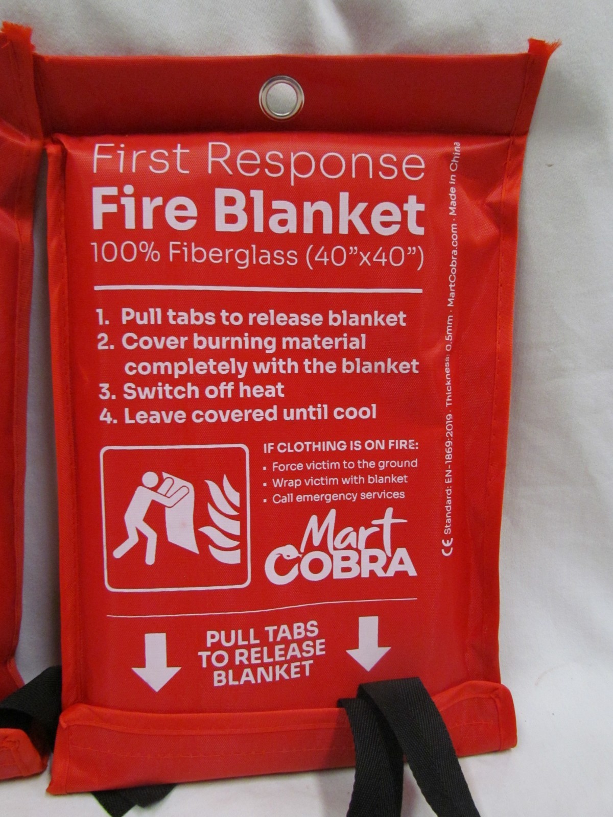 Lot of 2 Mart Cobra First Response Fire Blanket | 100% Fiberglass 40″ x 40″ NEW