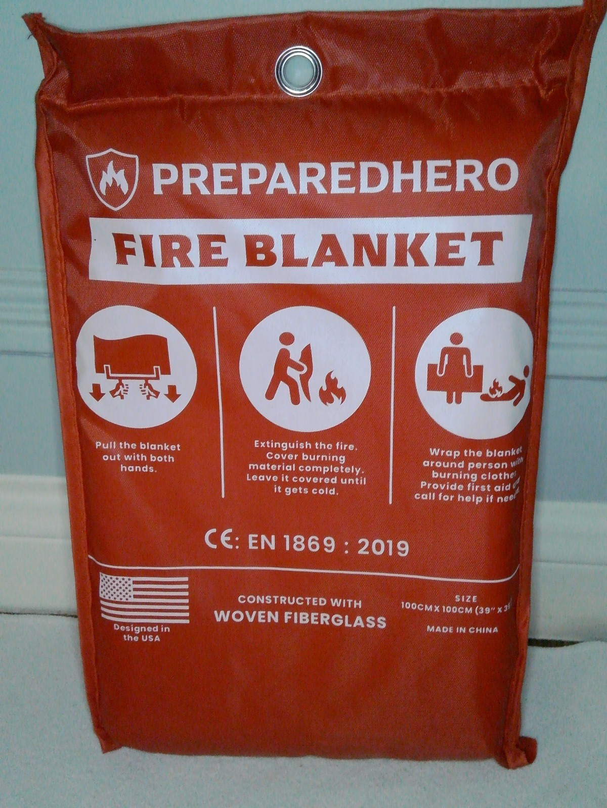 Prepared Hero Brand Fiberglass Fire Blanket 39″x39″ Qty 1