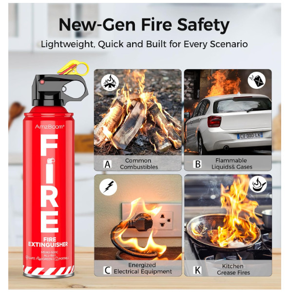 2-Pack Fire Extinguisher for Home, Kitchen, Car, and Grill with Mounting Bracket