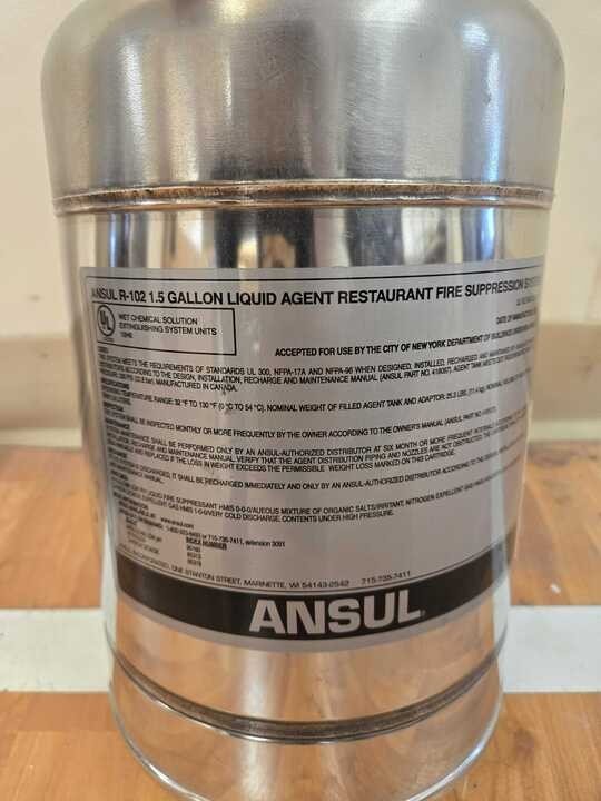 ANSUL R-102 Cylinder 429864 Stainless Steel 1.5-Gallon Fire Extinguisher Tank UL