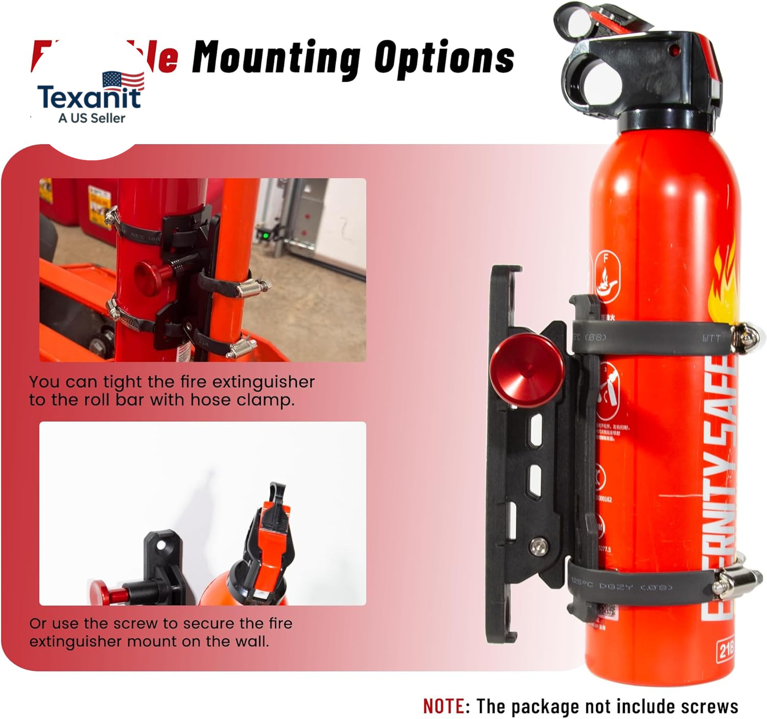 Quick Release Fire Extinguisher Mounts – 2-Pack Car Fire Extinguisher Holder Bra