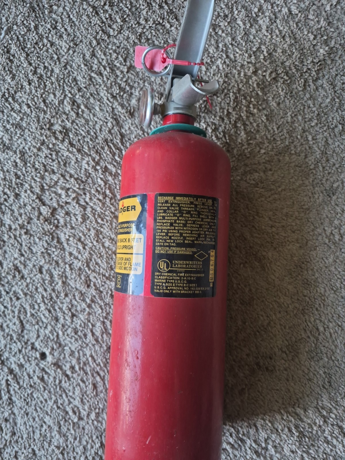 Badger 5lb Abc Fire Extinguisher Vintage 1981 Full Charge Collectable Cheap&easy
