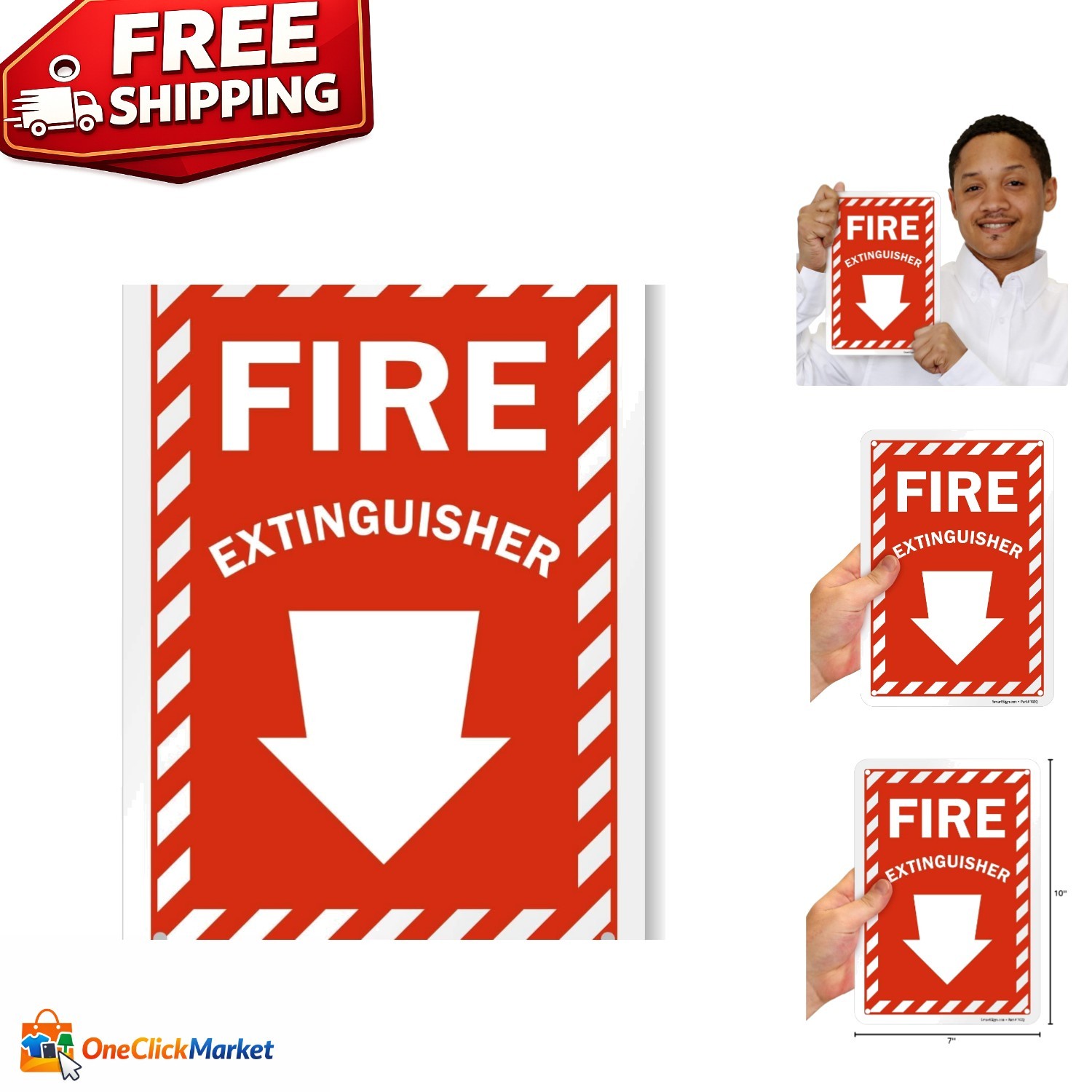 Red and White Fire Extinguisher Sign 10×7 – Digitally Printed & Weatherproof