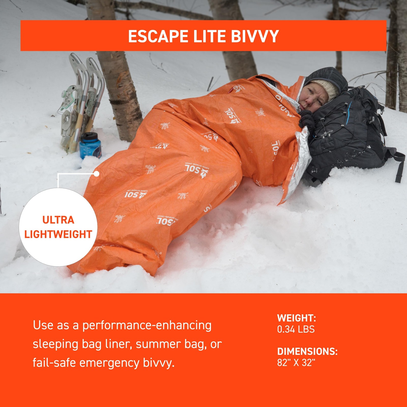 S.O.L. Survive Outdoors Longer SOL Escape Lite Bivvy – Reflects up to 70% Bod…