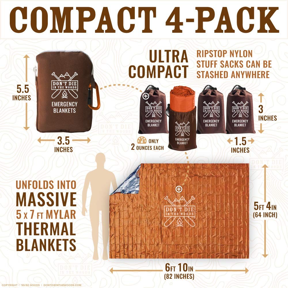 – Freakin’ Huge Emergency Blankets [4-Pack] Extra Large Thermal Mylar Space B…