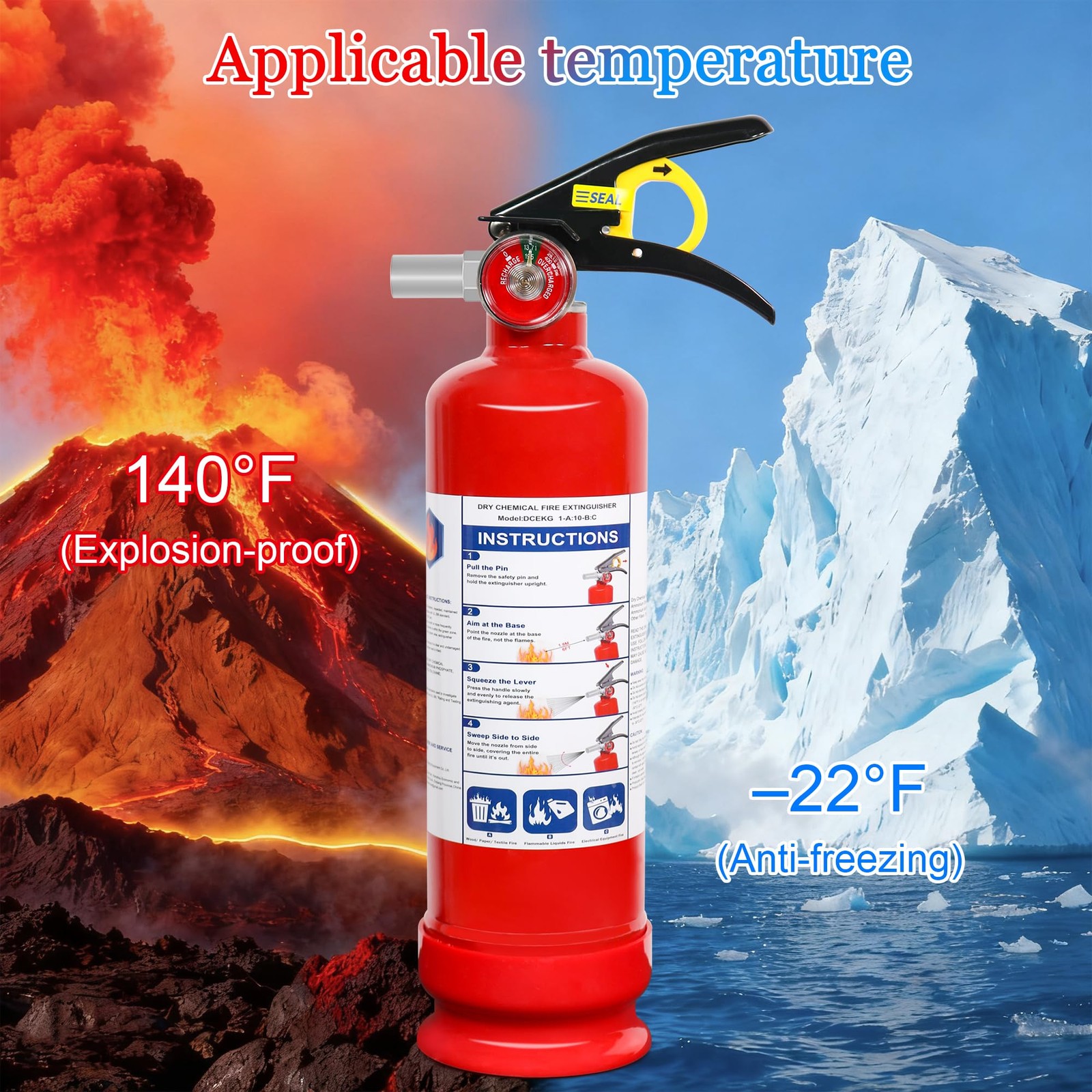 2 Pack ABC Dry Chemical Fire Extinguishers with Mount, 2.5 lb 1A:10B:C Rating…