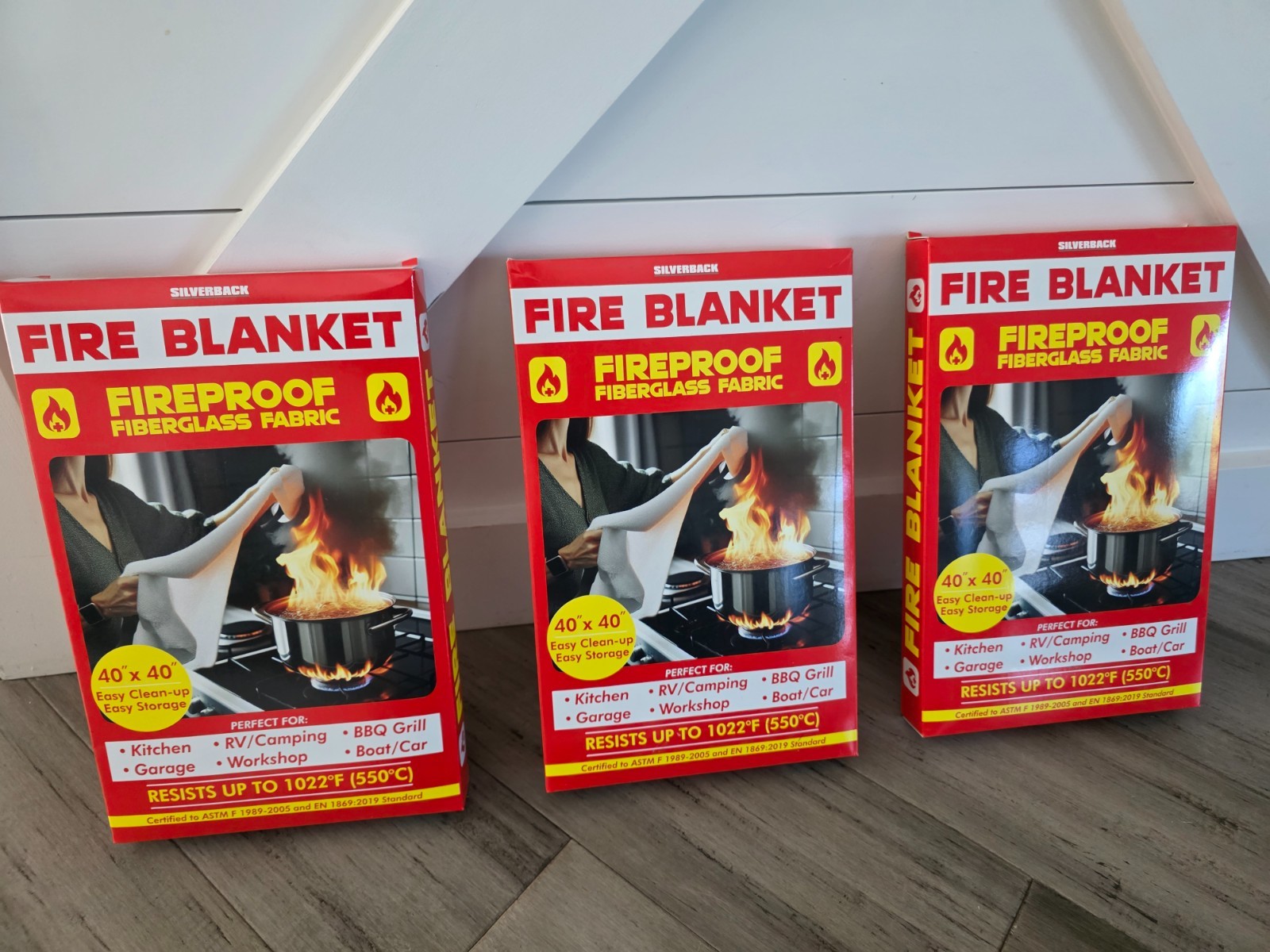 3x NEW 40×40 Fire Safety Blanket Fireproof for Kitchen • Office• Camper • L👀K!