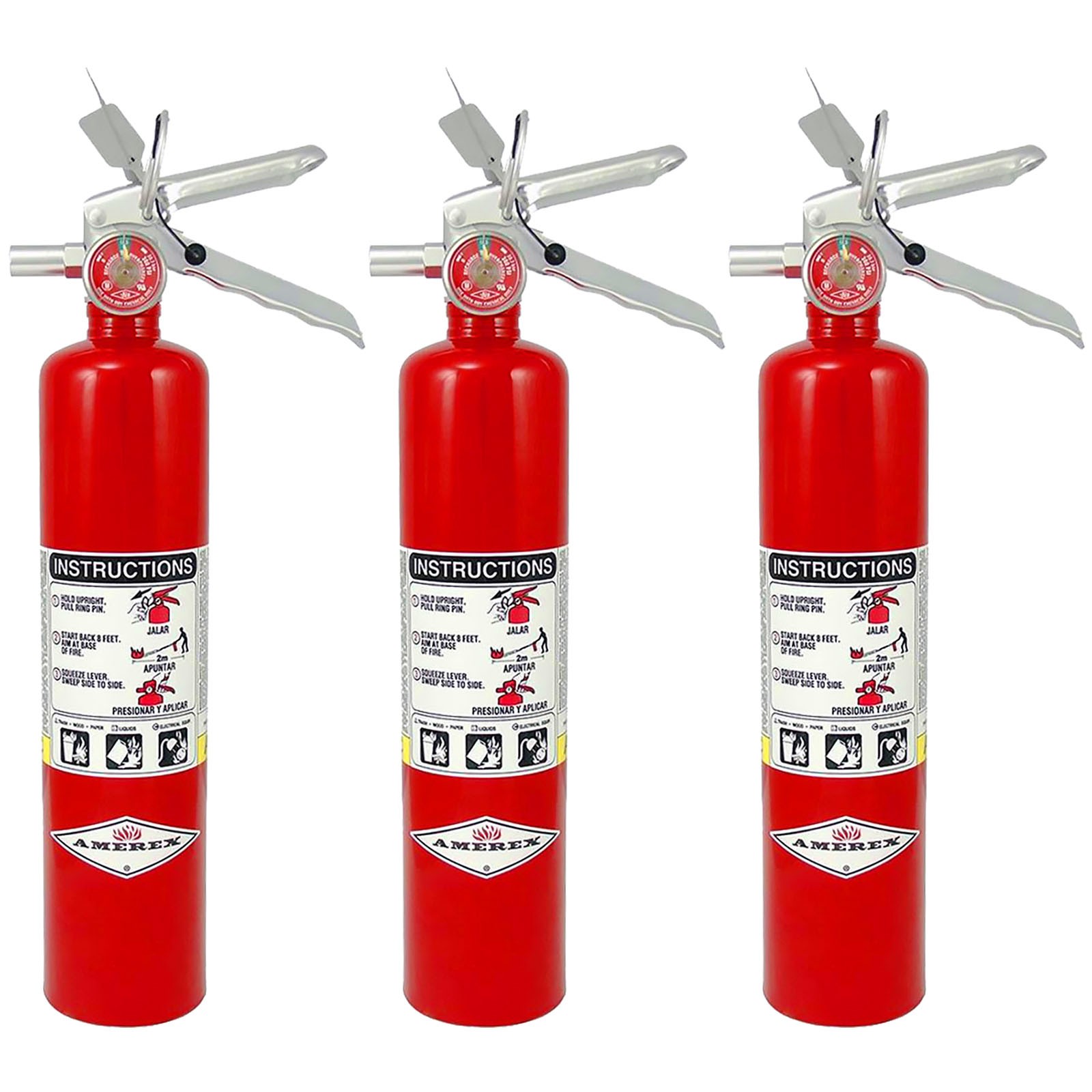 Amerex B417T 2.5 lbs Dry Chemical Fire Extinguisher with Wall Bracket – 3 Pack