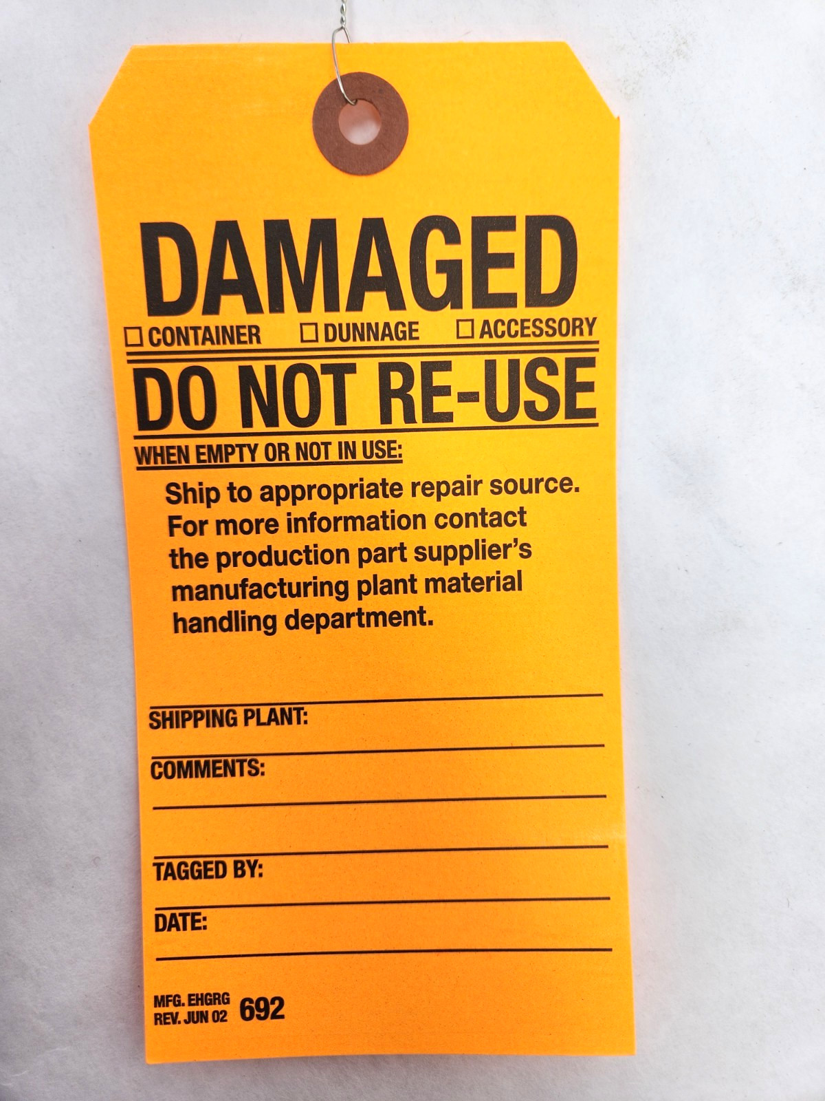 50 pcs – “Damaged Do No Re-Use” Shipping Safety Tag Warning Sign Orange