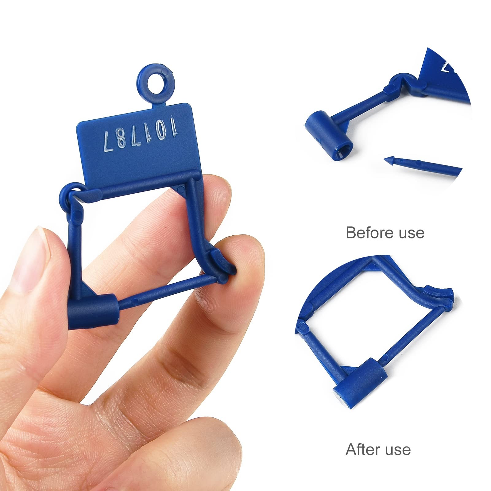 1000pcs Plastic Padlock Seals Tags Disposable Self-Locking Numbered Tag Tampe…