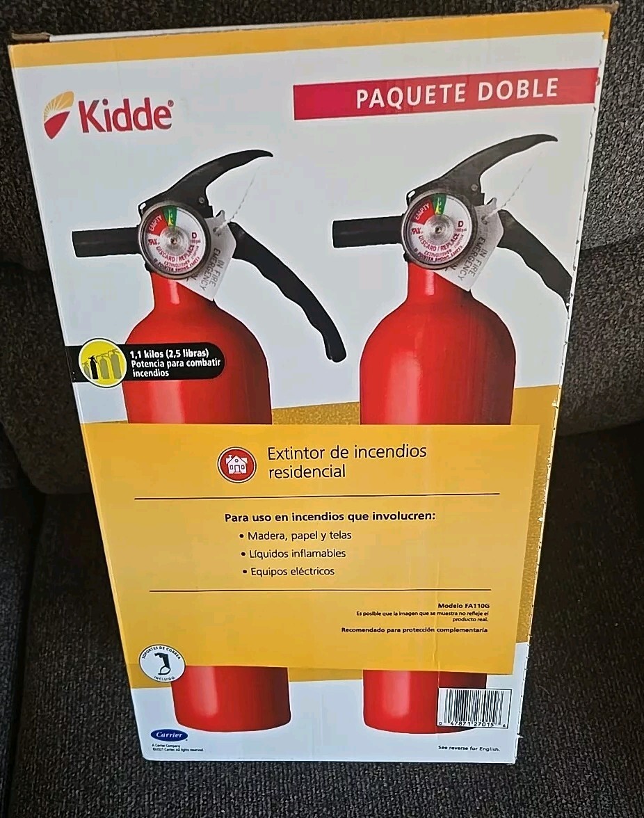 Kidde fire extinguisher Twin pack dry chemical powder – Wood, Paper, Fabric