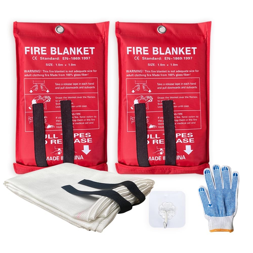 Emergency Fire Blanket for Home and Kitchen – 2 Pack – Fire Blankets Emergenc…