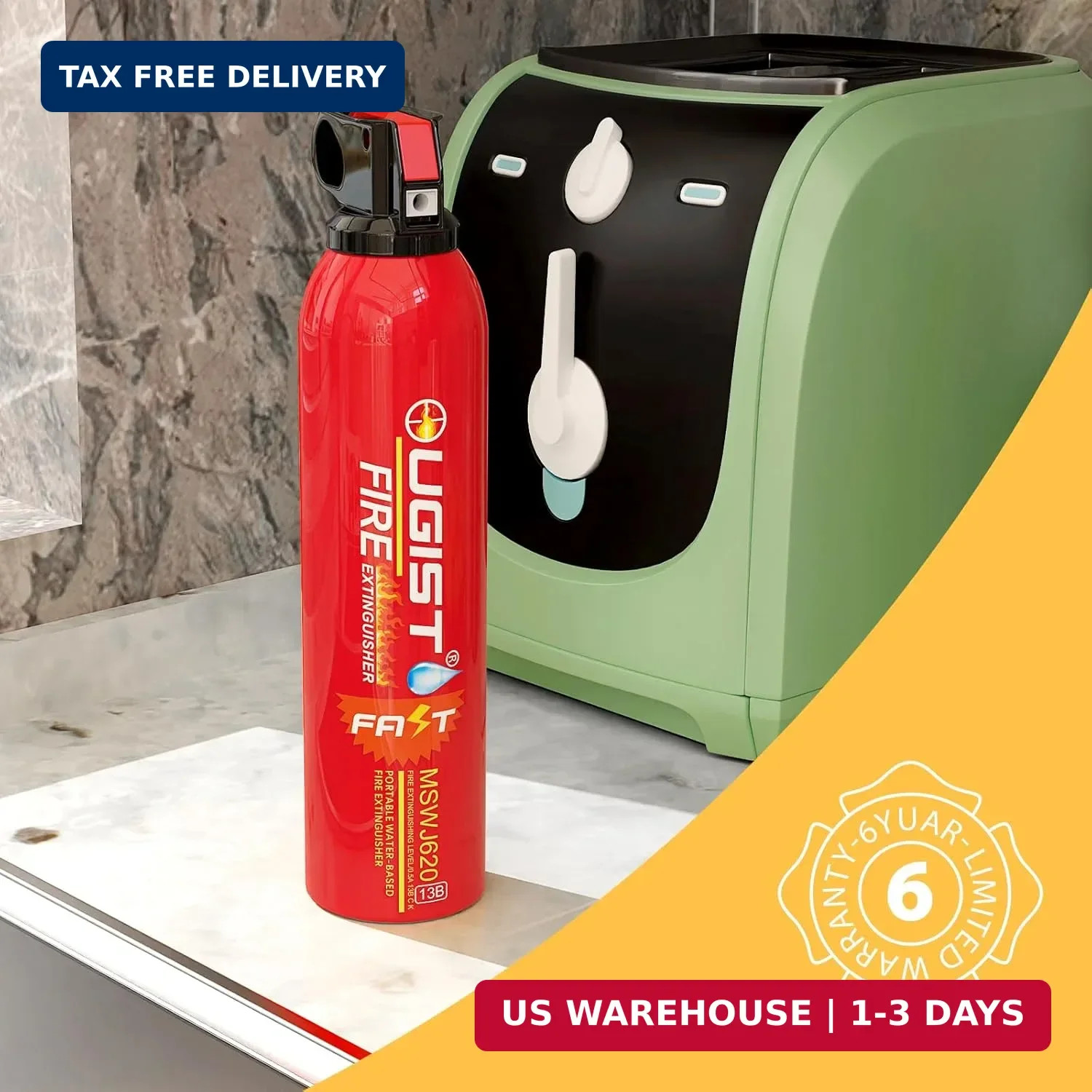 Ougist Small Portable Fire Extinguisher for Home and Car, 21oz Each, 1-Pack, Wat