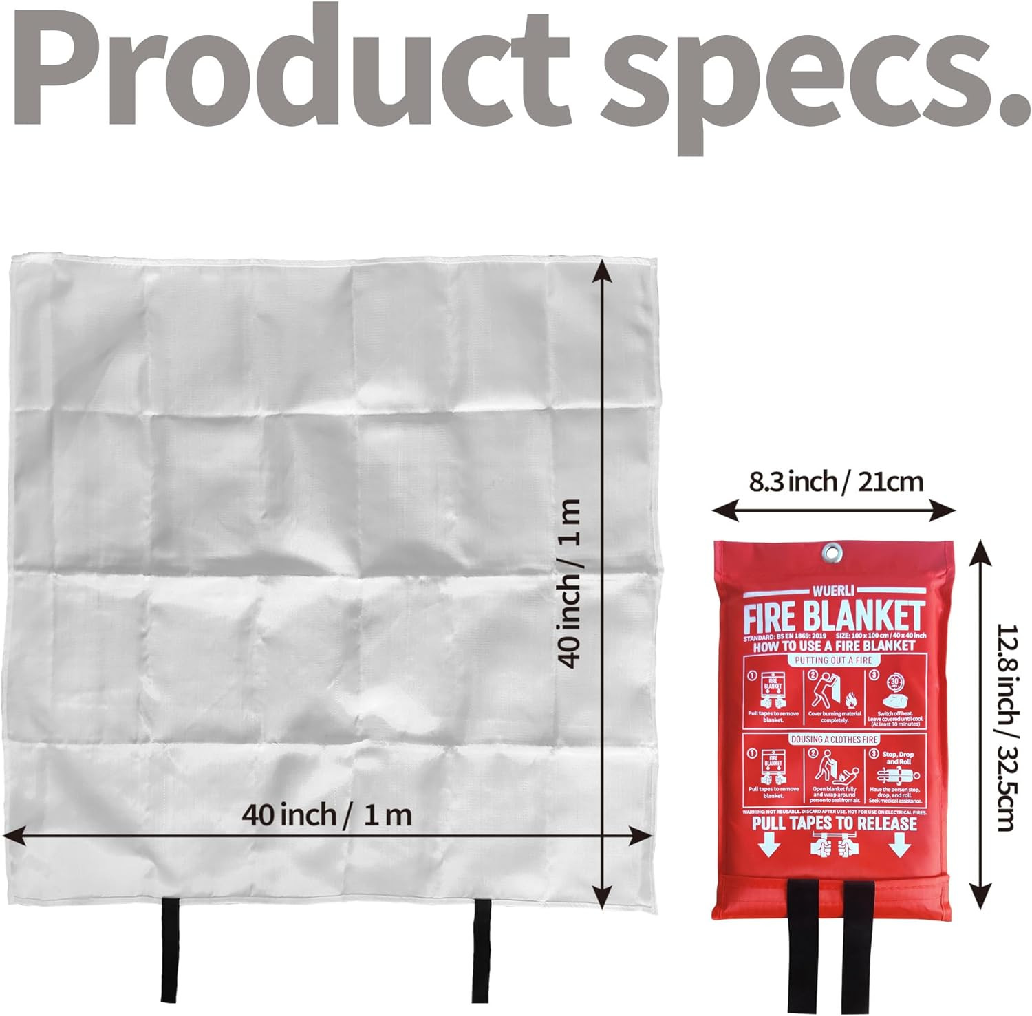 Fire Blanket 40″x40″ 2 Pack Emergency Safety for Home Kitchen Fireplace BBQ