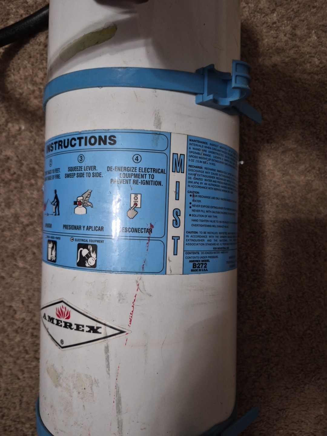 Amerex C272 2.5 Gal Water Mist Fire Extinguisher – 2A:C MRI Safe