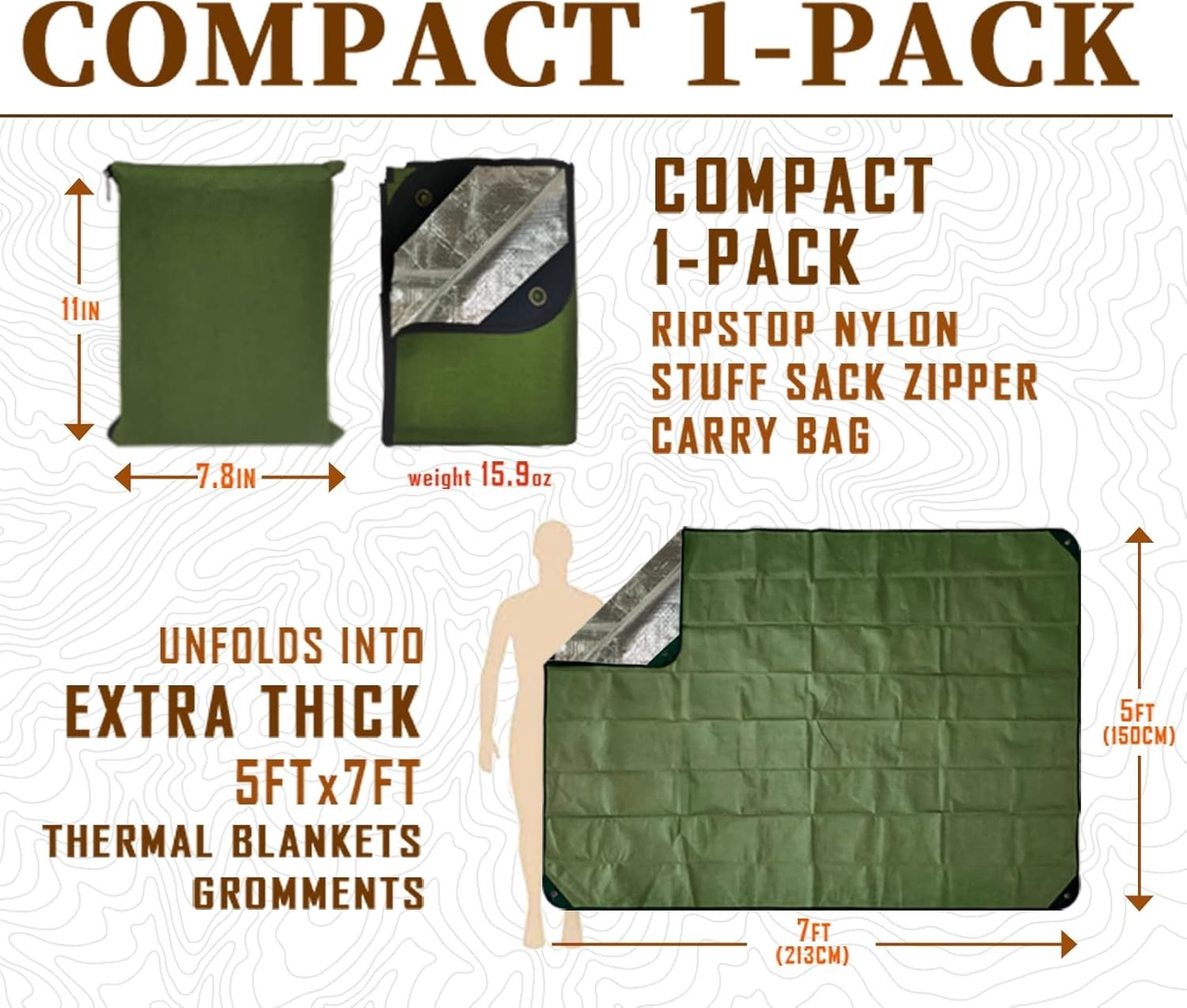 Heavy Duty Survival Blanket -Multifunctional Reflective Tarp Thermal Blanket – 6