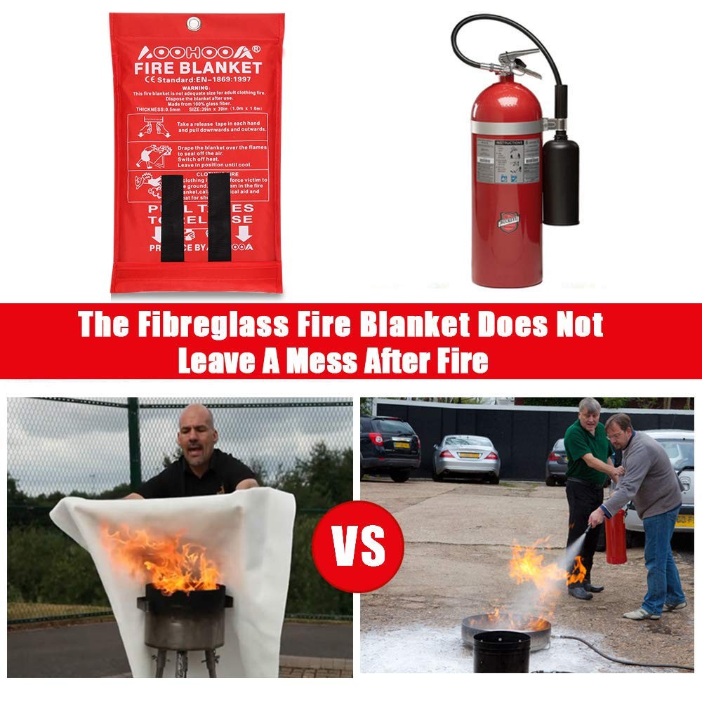 AOOHOOA Fire Blanket Fiberglass Emergency Fire Safety Blankets Flame Retardant P