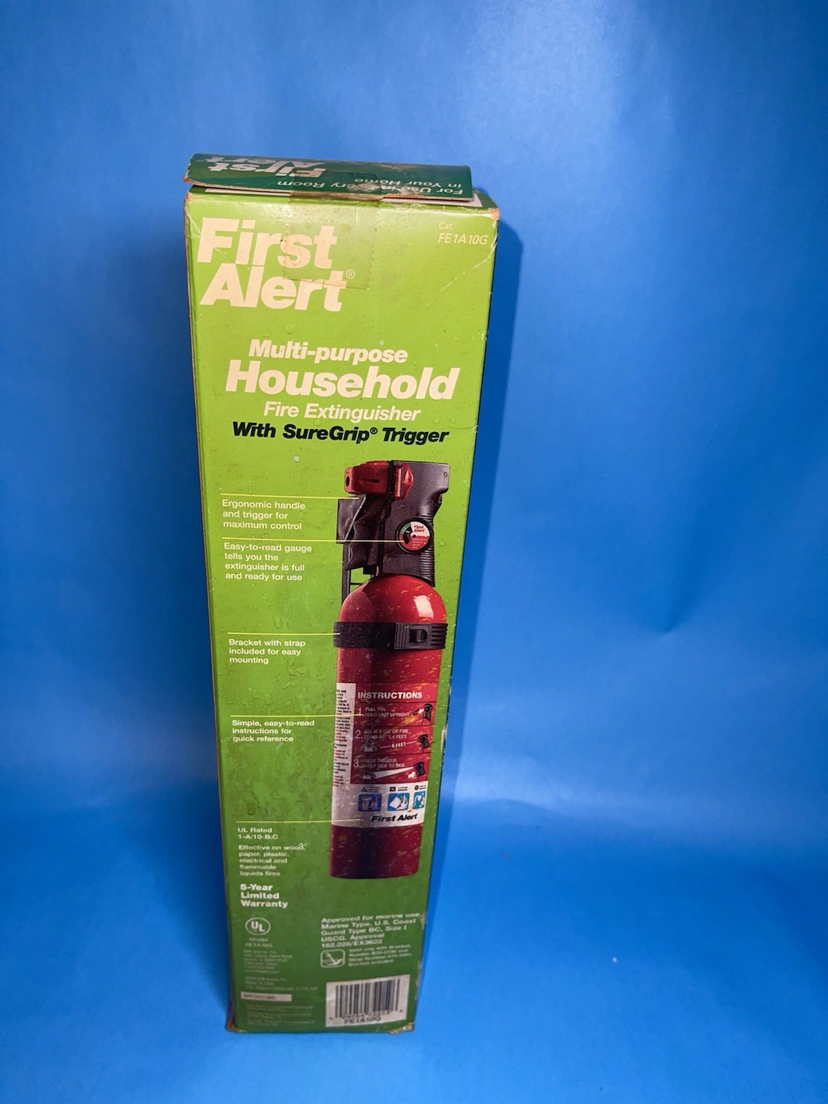 First Alert FE1A10G Multi Purpose Household Fire Extinguisher SureGrip Trigger