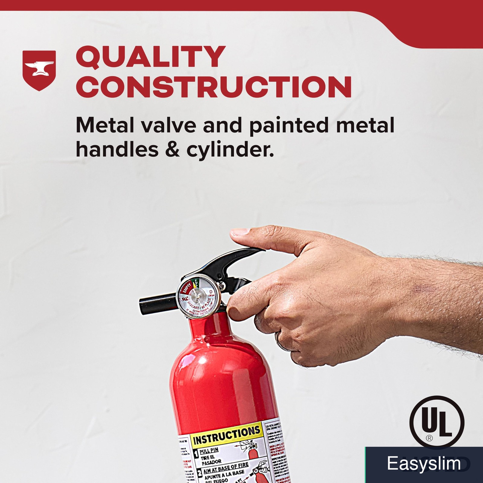 Fire Extinguisher Home 2.5 Pound 1-A:10-B:C Aluminum Red UL Listed Safety