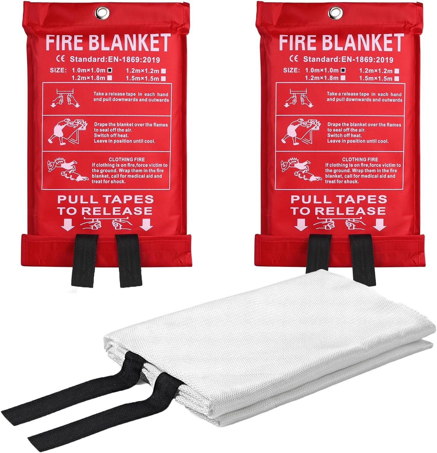 🎯 (2) Pack FIRE BLANKET Fiberglass Emergency Kitchen Car Retardant 39”x39”