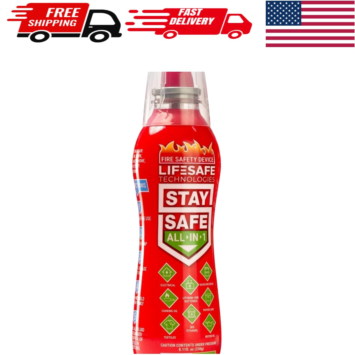 StaySafe Multi-Type Fire Extinguisher – Safe, Compact & Easy to Store, 9.91oz