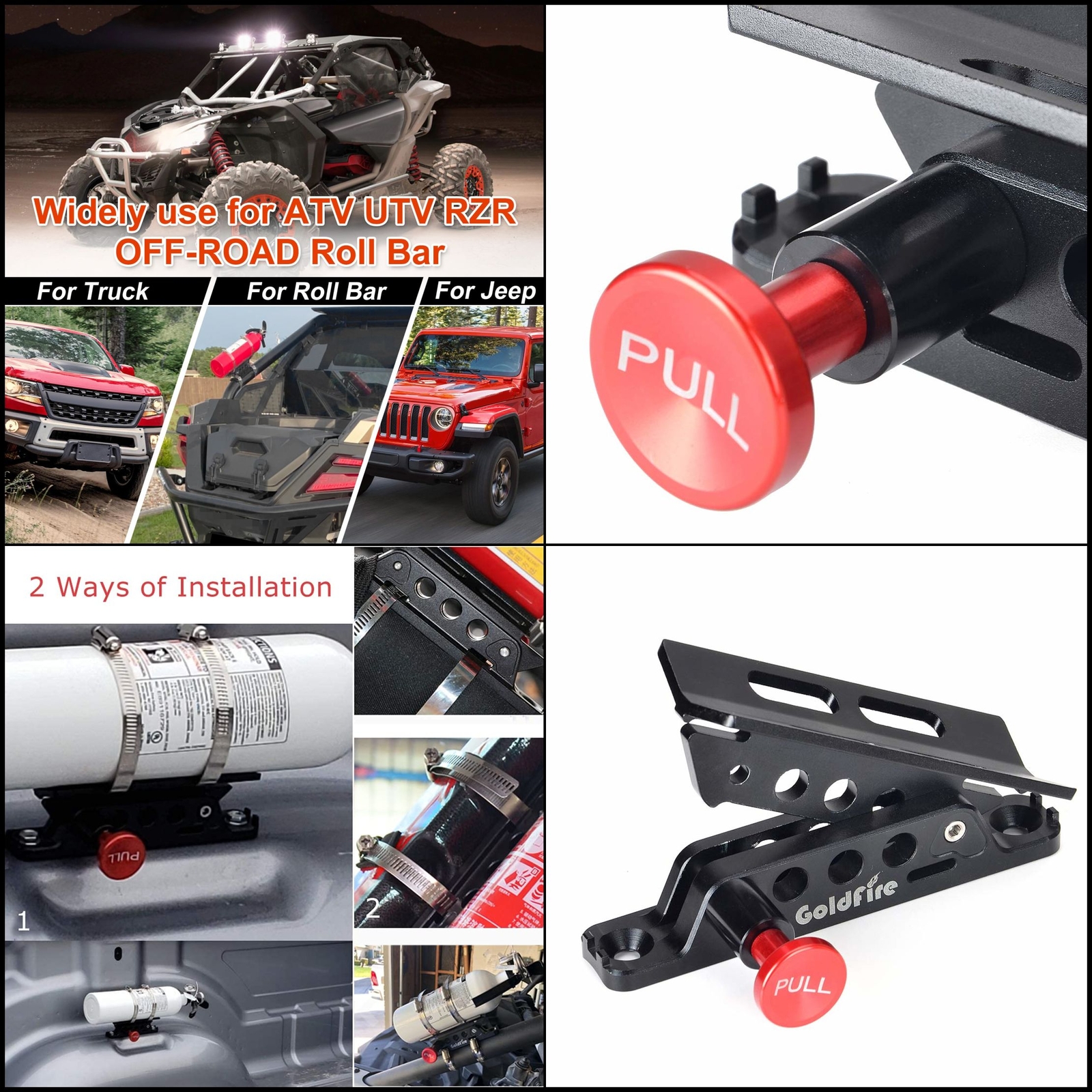 Quick Release Aluminum Fire Extinguisher Holder Mount Bracket – Black