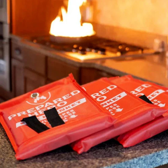 Heat Resistant Fiberglass Safety Blanket 2 Pack for Kitchen Home Camping Use