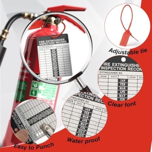 50 Sets 2026–2029 Fire Extinguisher Tags Aluminum Metal 50, 2026-2029