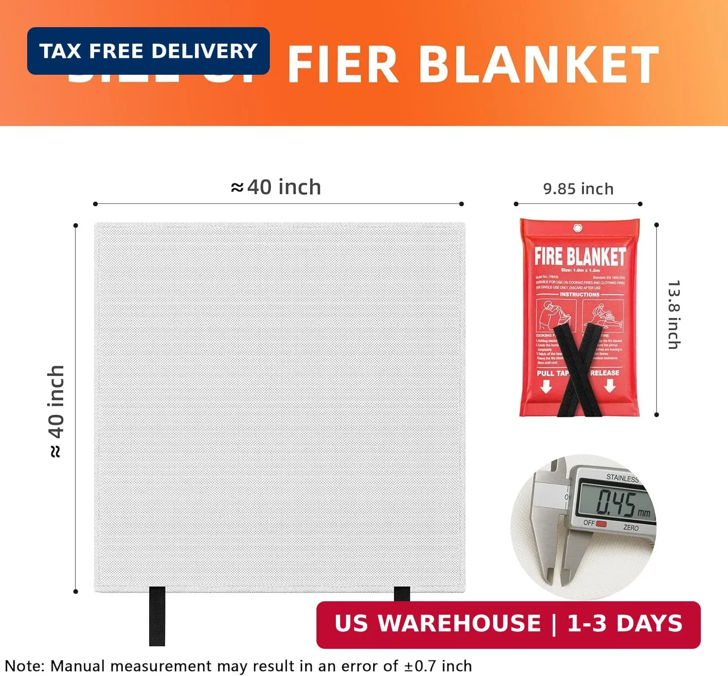 Fire Blanket 6 Pack – 40″ x 40″ CE Certified Fiberglass Prepared Emergency Fire
