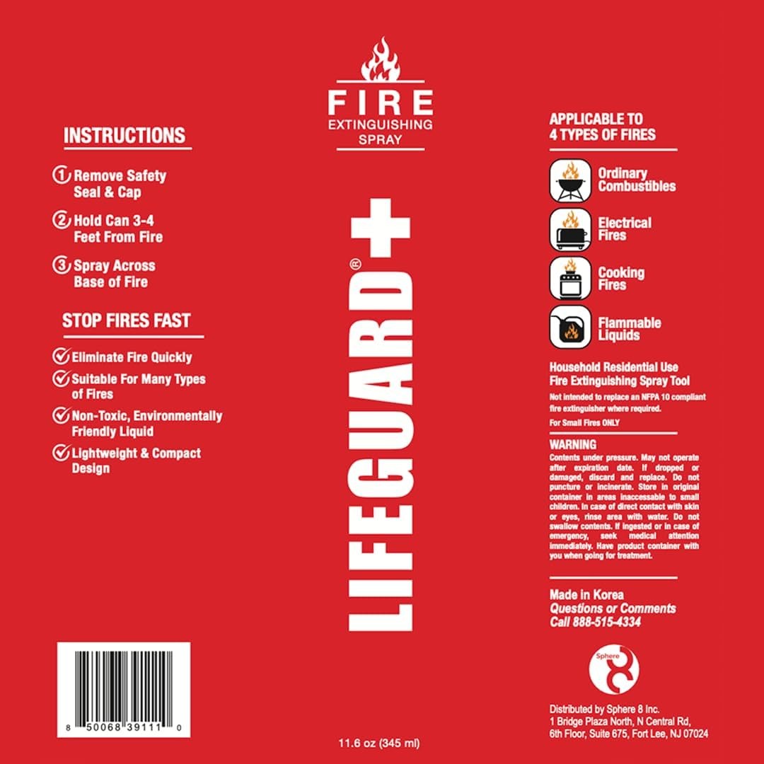 LIFEGUARD Aerosol Fire Extinguisher Spray – Non-Toxic, Eco-Friendly Fire Suppres