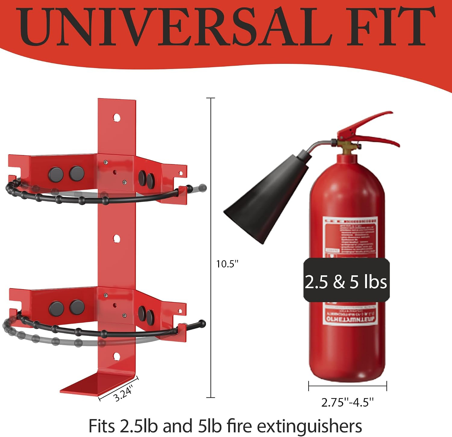 Soporte de Metal Para Extintor Universal 2.5 y 5lb Vehiculo Hogar 1 Pack