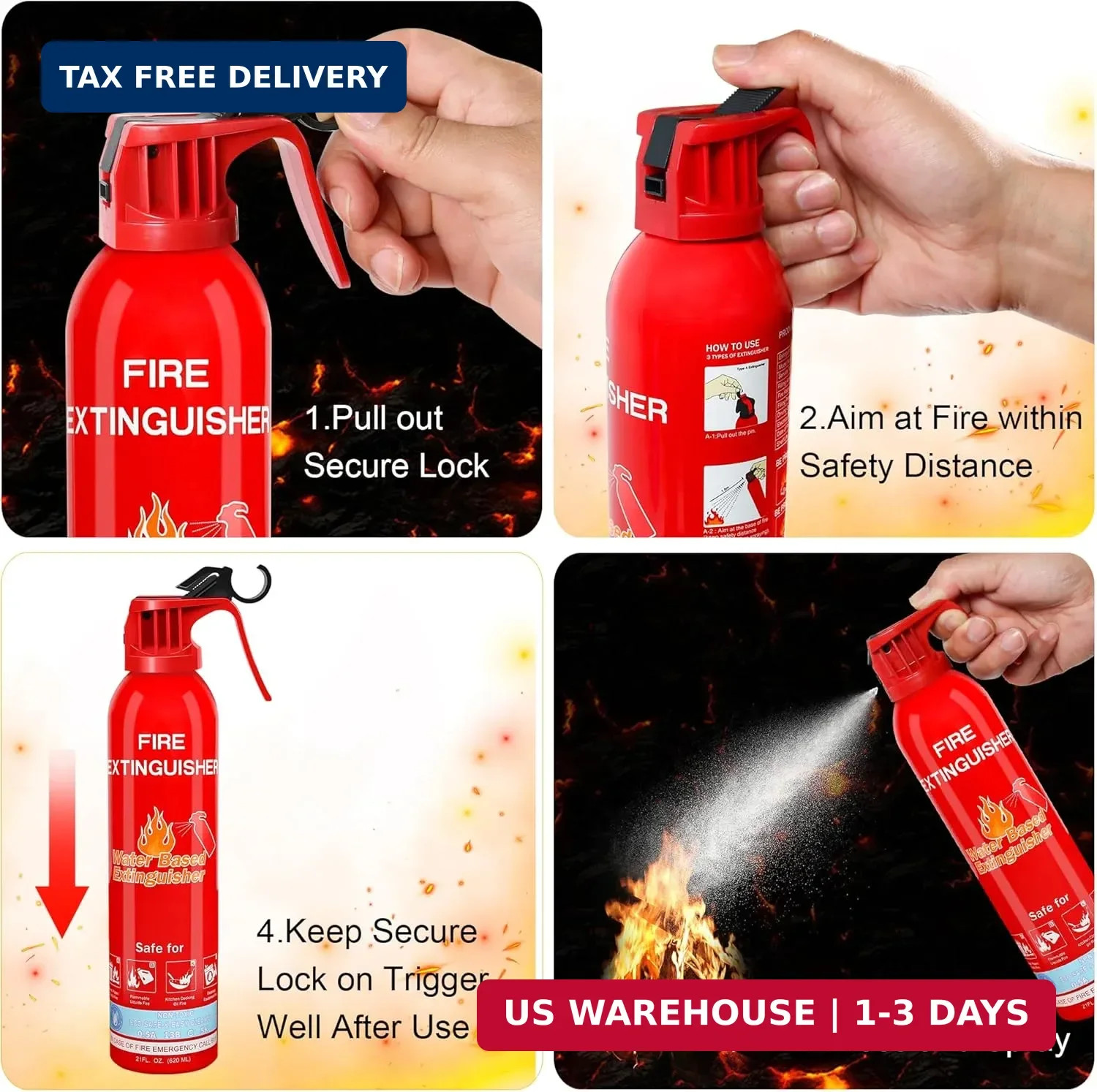 Fire Extinguisher for Home with Mount, 6 Pack Upgraded 8-in-1 Portable Fire Exti