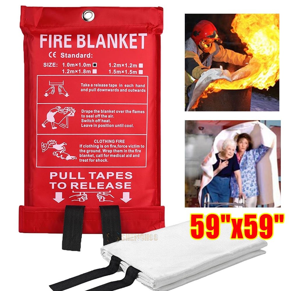 Fire Extinguishing Blanket 2/4/8Pack Fiberglass Emergency Home Retardant 59″x59″
