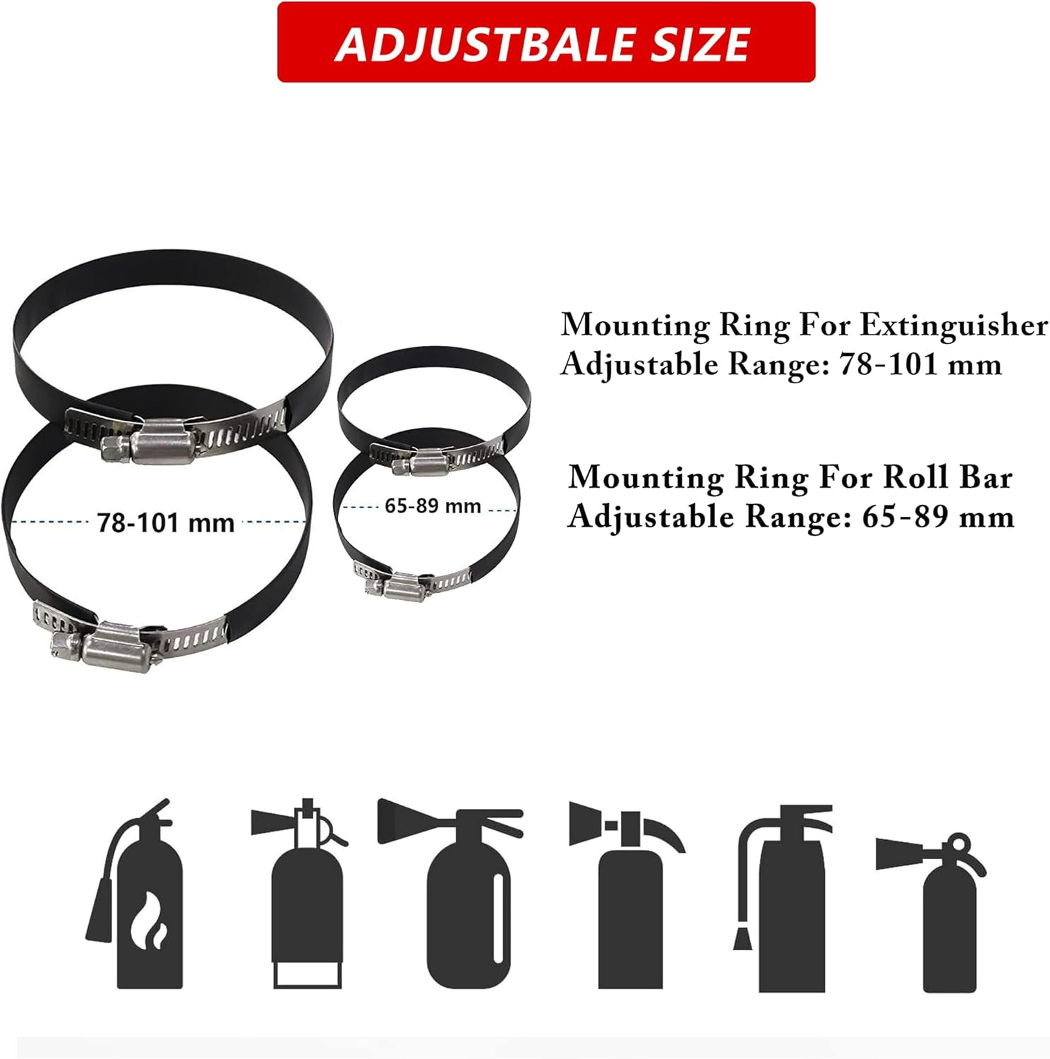 Quick Release Fire Extinguisher Mount – Aluminum Adjustable UTV Roll Bar Fire Ex