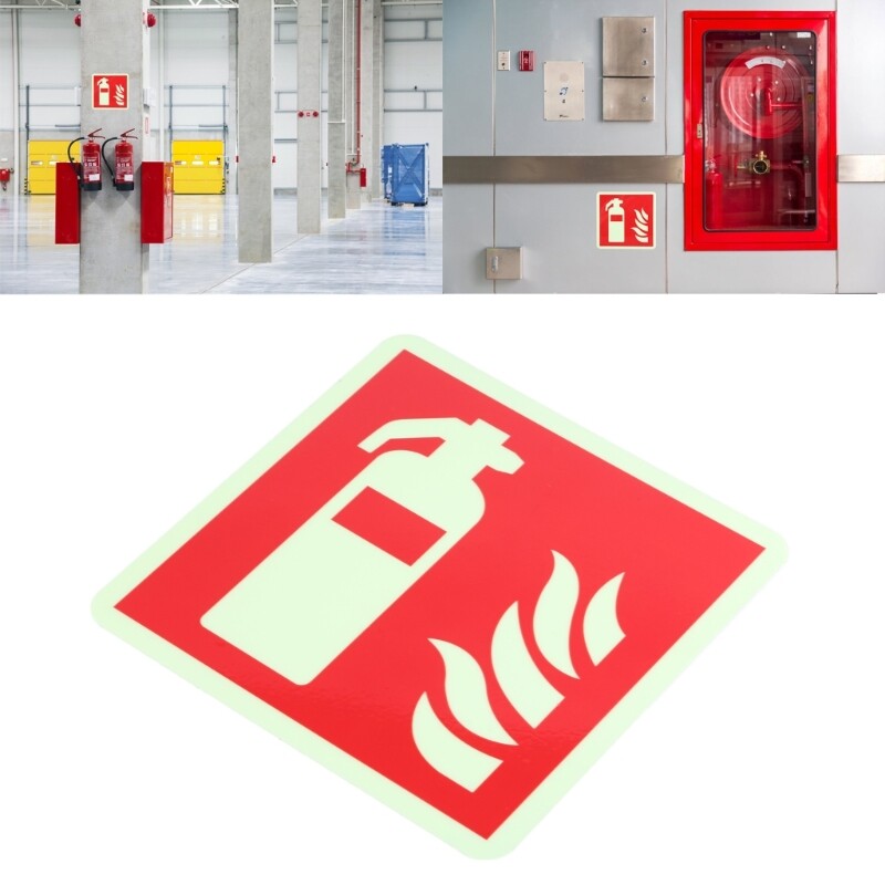 5Pcs Glow in Dark Extinguishers Sign Waterproof for Indoor Outdoor Use