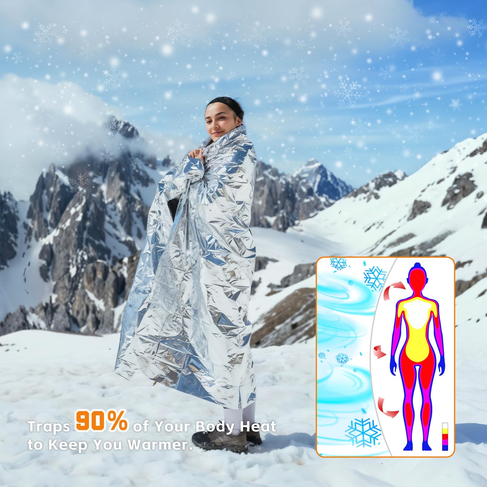 24 Pack Emergency Blankets – Mylar Thermal Space Blankets for Survival and Pr…