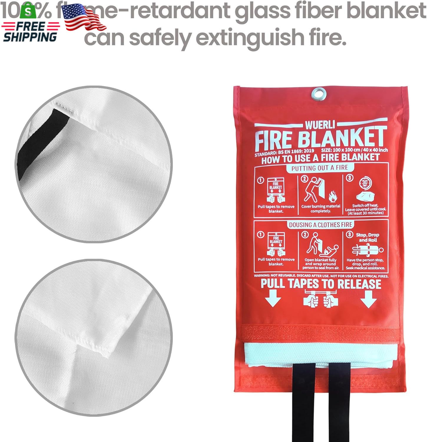 Fire Blanket for Home and Kitchen,40″ X 40″,4 Pack,Emergency Fire Blanket