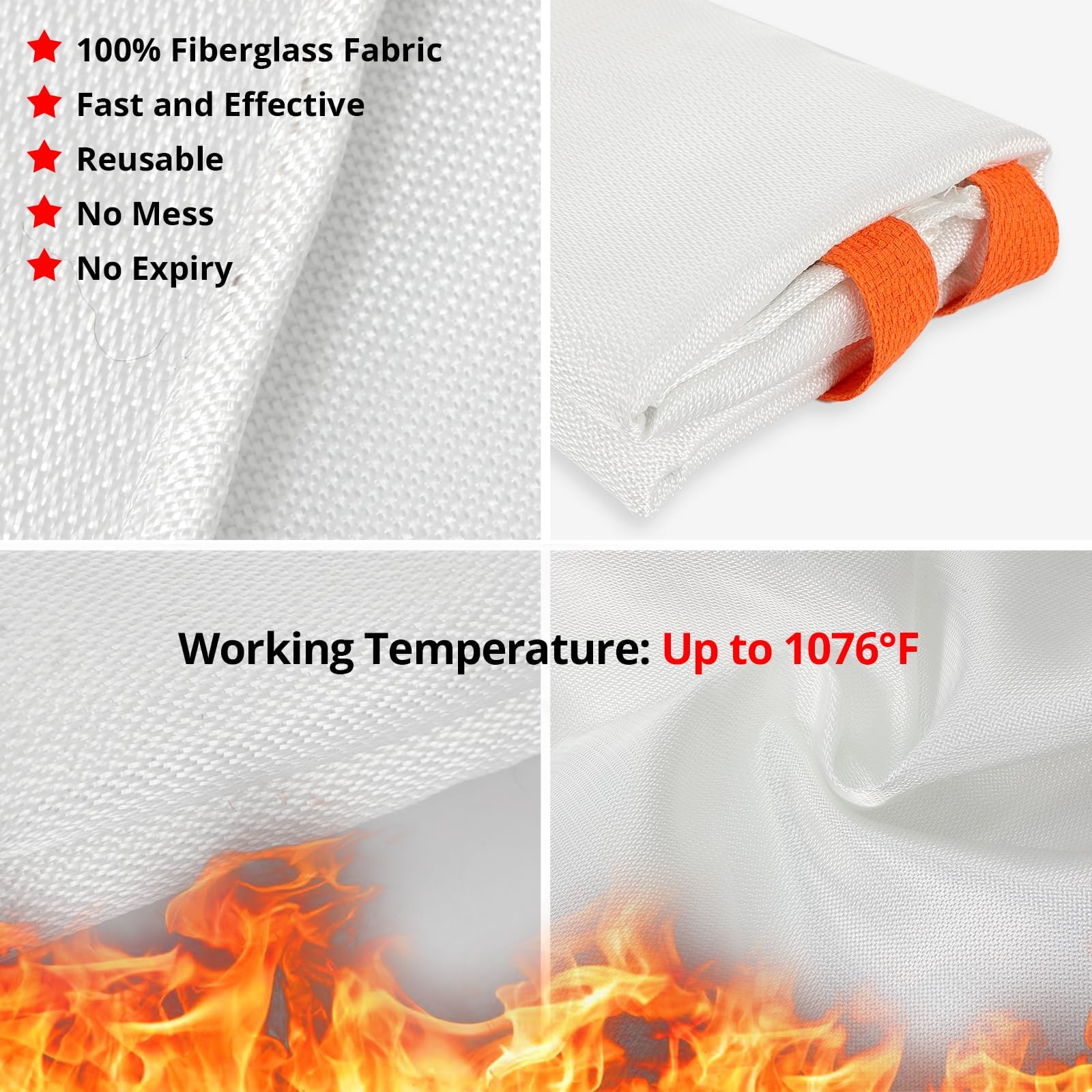 Emergency Fire Blanket for Home and Kitchen – 4 Pack 40″x40″ Flame Supppressi…