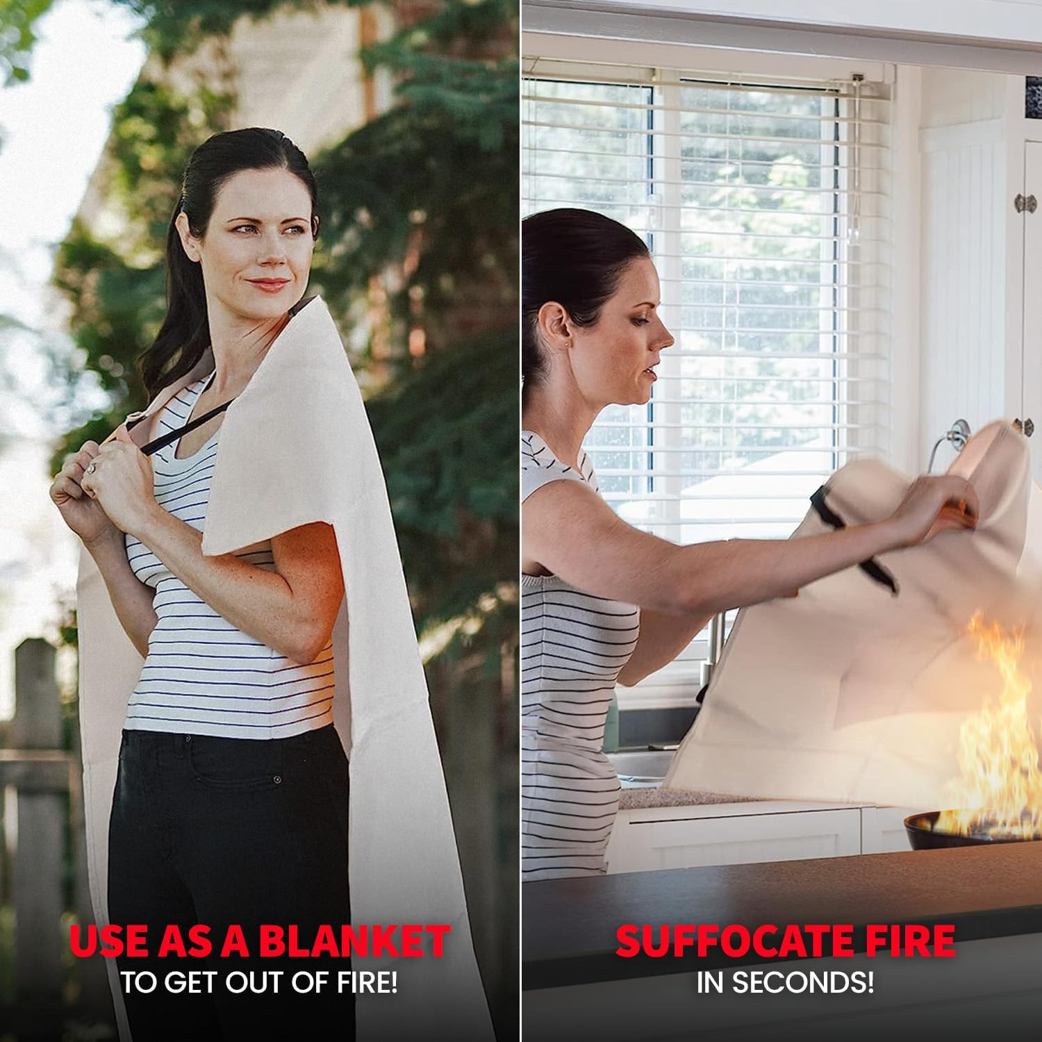Manta supresion fuego emergencia de 2 pack 40×40 fibra vidrio cocina hogar