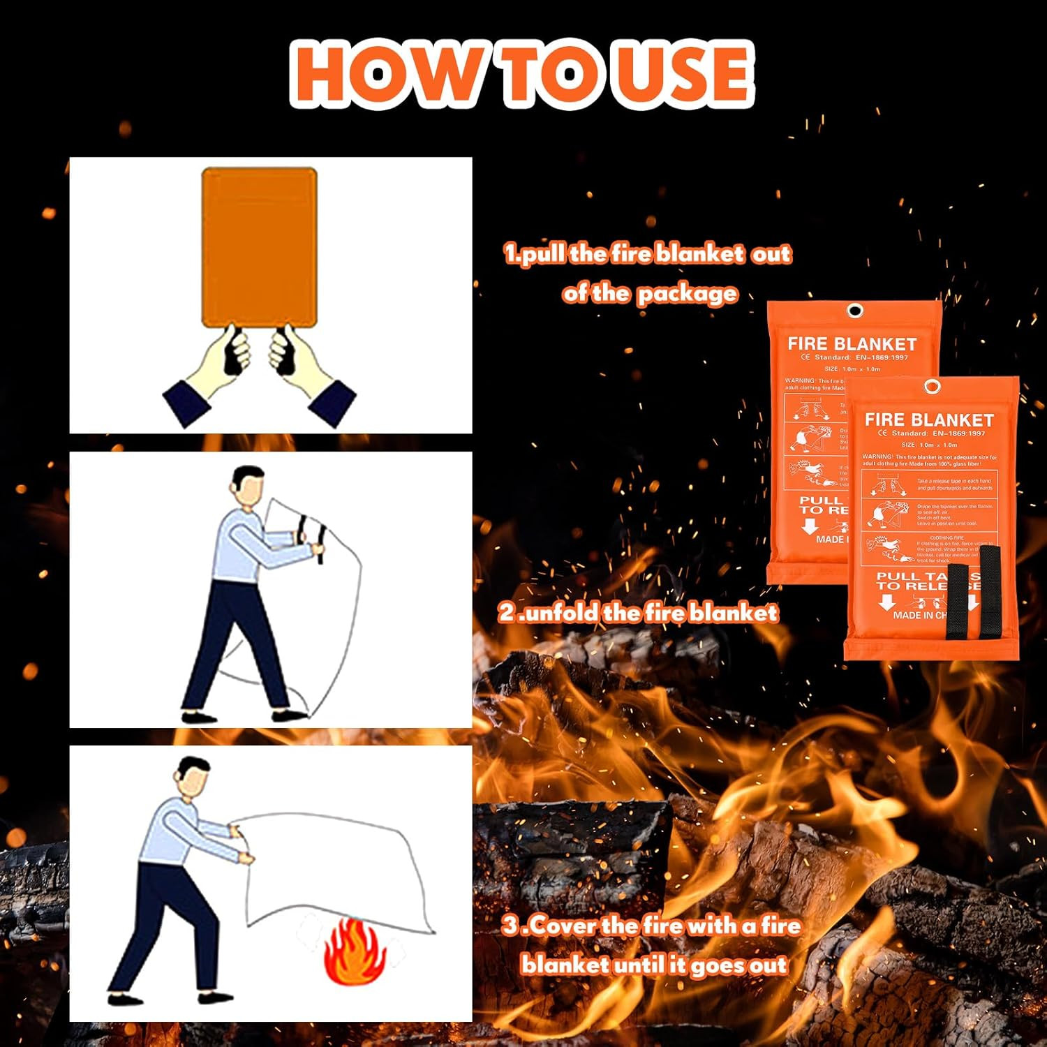 30 Pack Fire Blankets 39” X 39” Fire Blanket Emergency for Home and Kitchen Exti