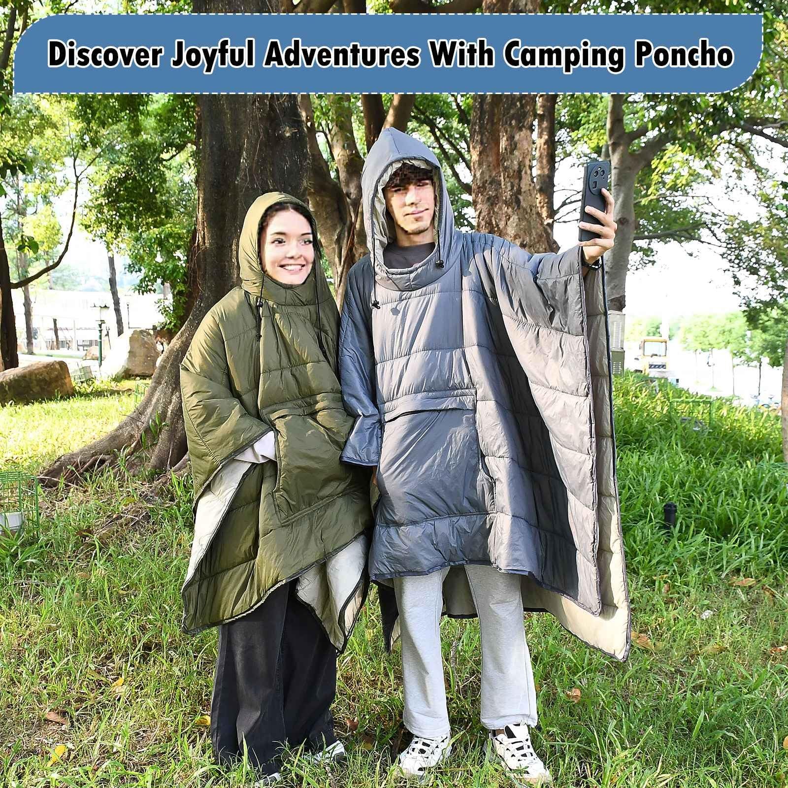 Outdoor Camping Blanket, 79” x 54” Winter Poncho Coat Warmth Small Quilt Bl…