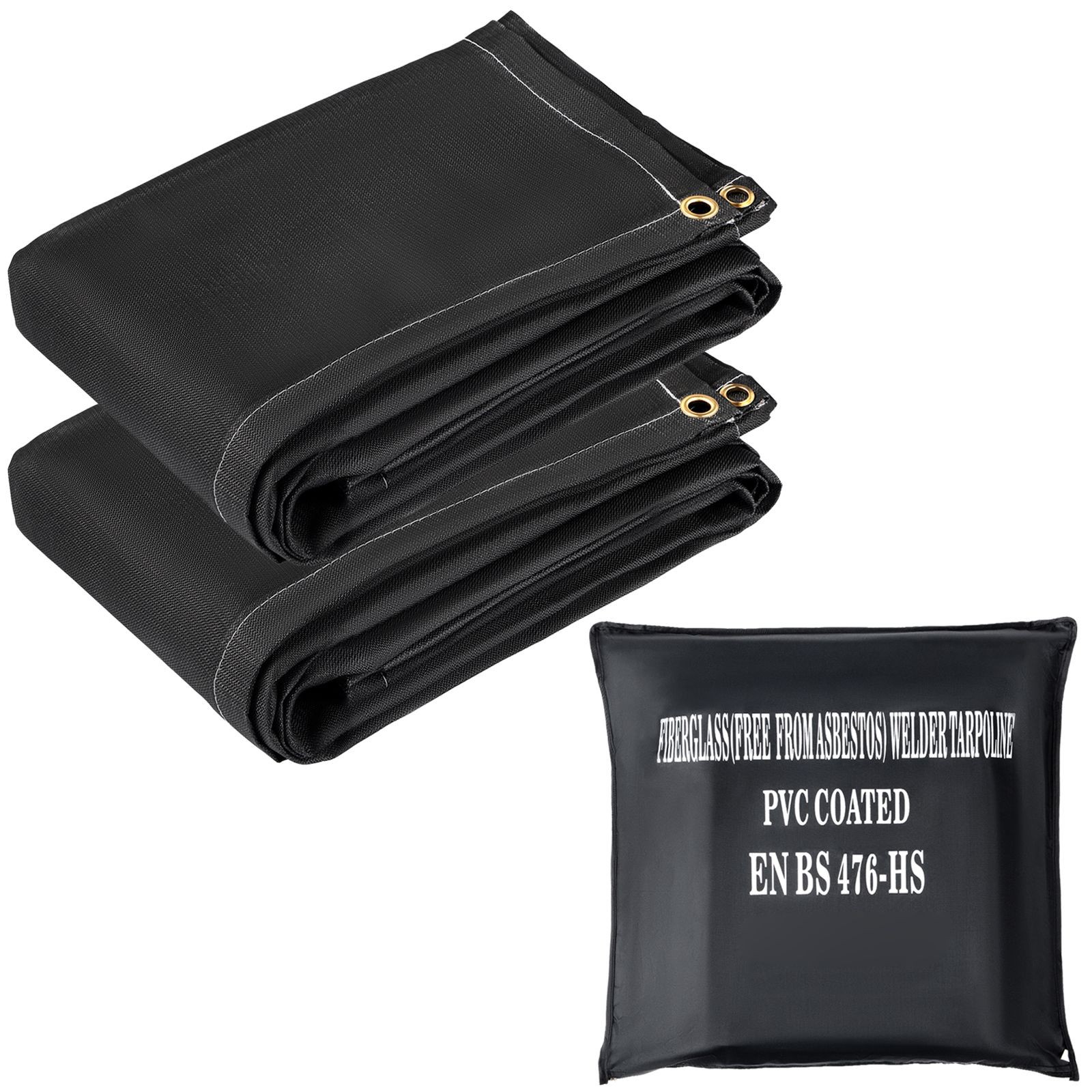 2-Pack Fiberglass Fire Blankets: 8’x10′, 1022°F, 12 Brass Grommets