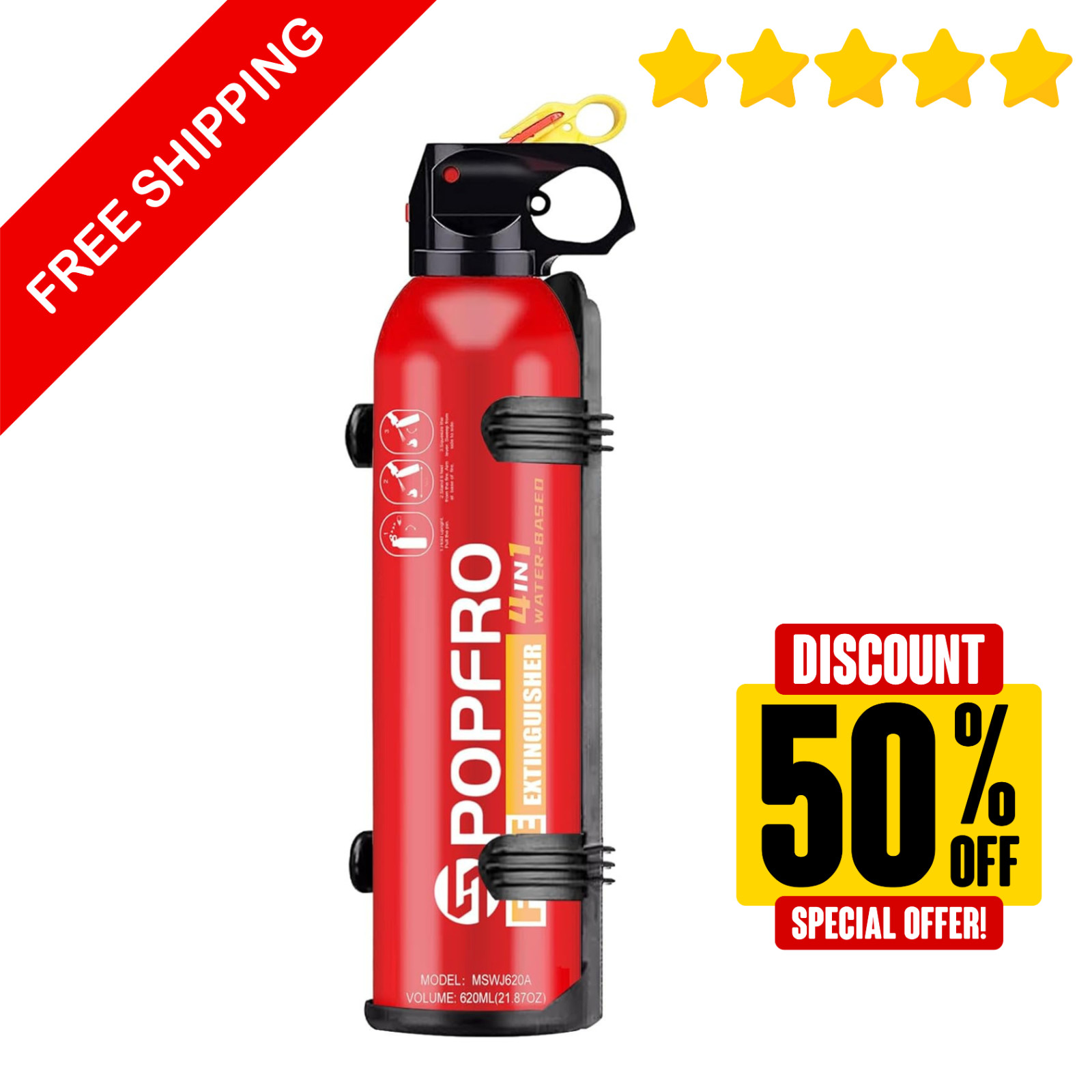 4 In1 Fire Extinguisher with Mount Fire Extinguishers for the House/Car/Kitchen.