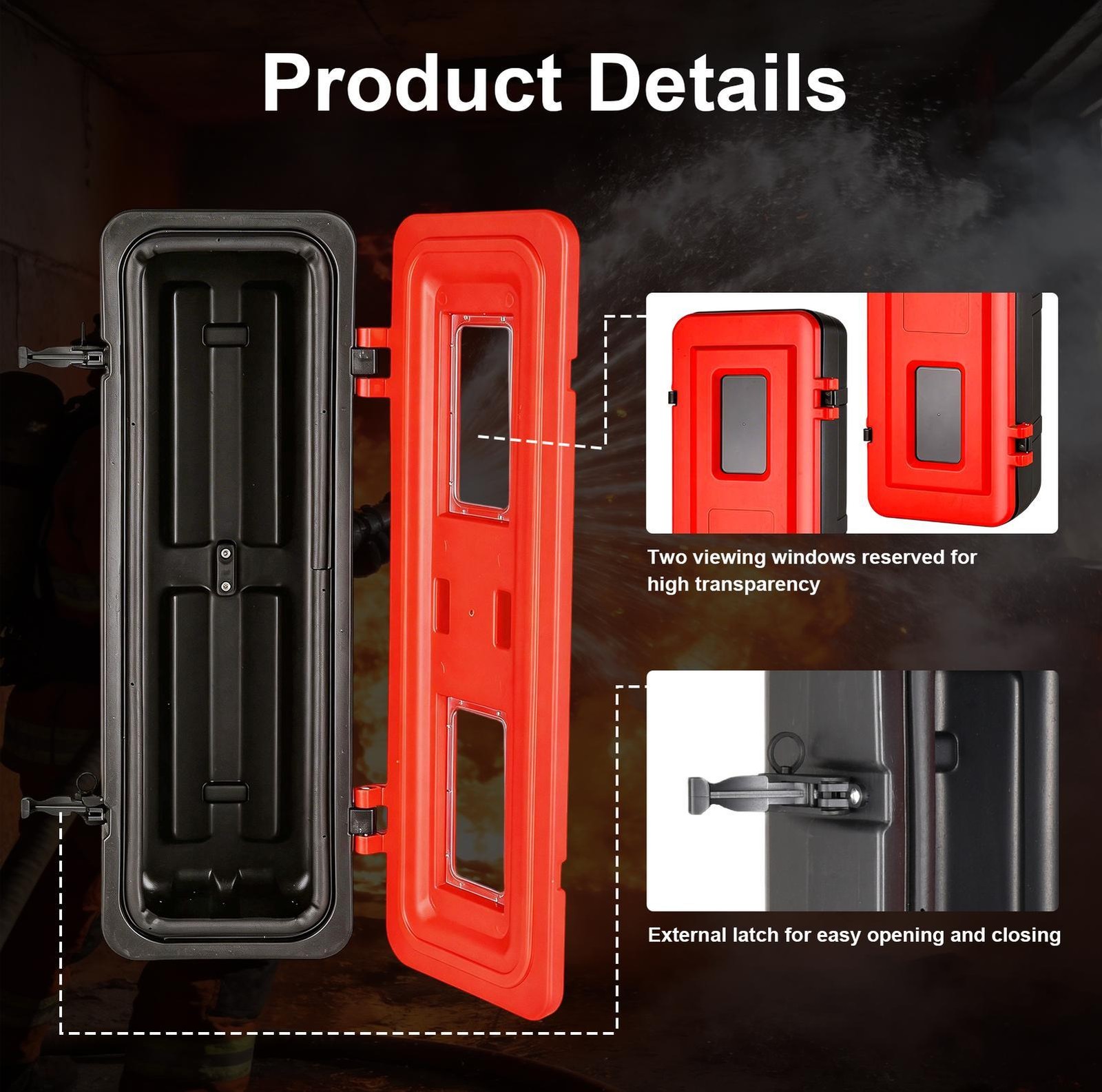 Industrial Plastic Fire Extinguisher Cabinet with Window Fits 20 lbs. Red