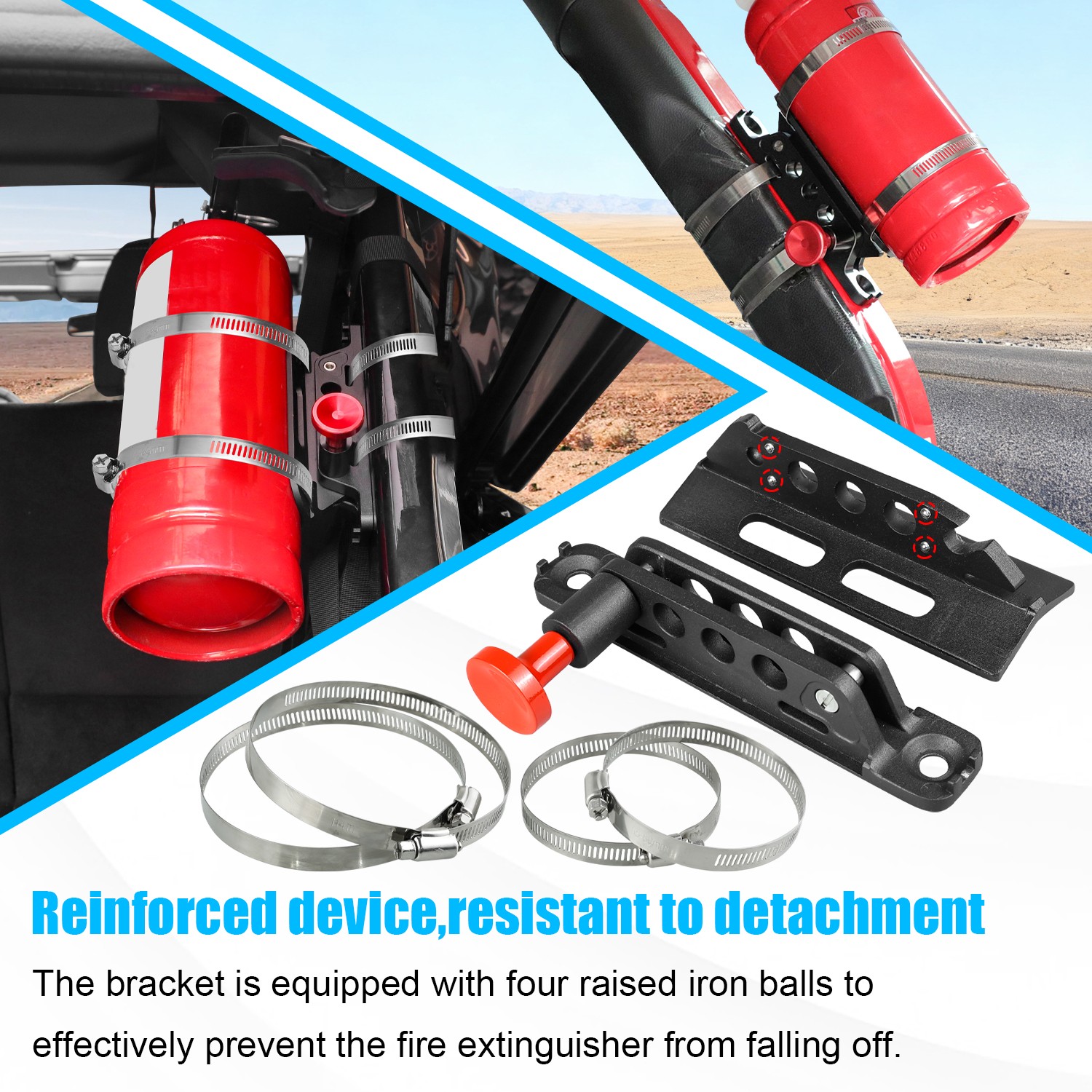 Car Roll Bar Fire Extinguisher Holder Mount Bracket For Jeep Wrangler Adjustable