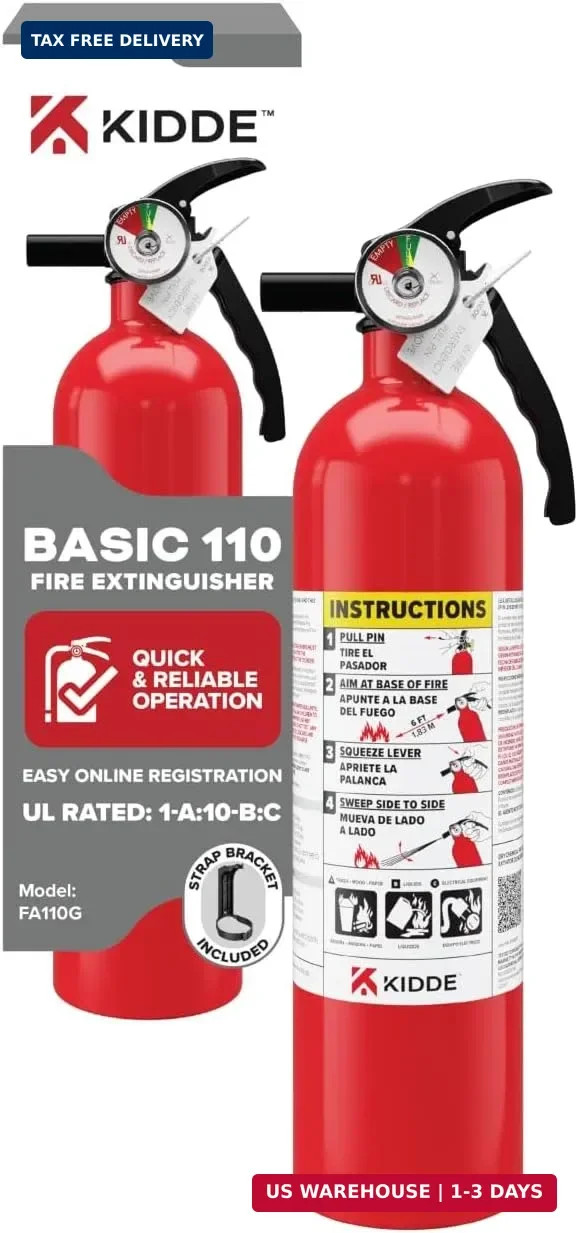 Kidde, FA110G, Multi Purpose Fire Extinguisher for Home, Office, Dorm, Residenti
