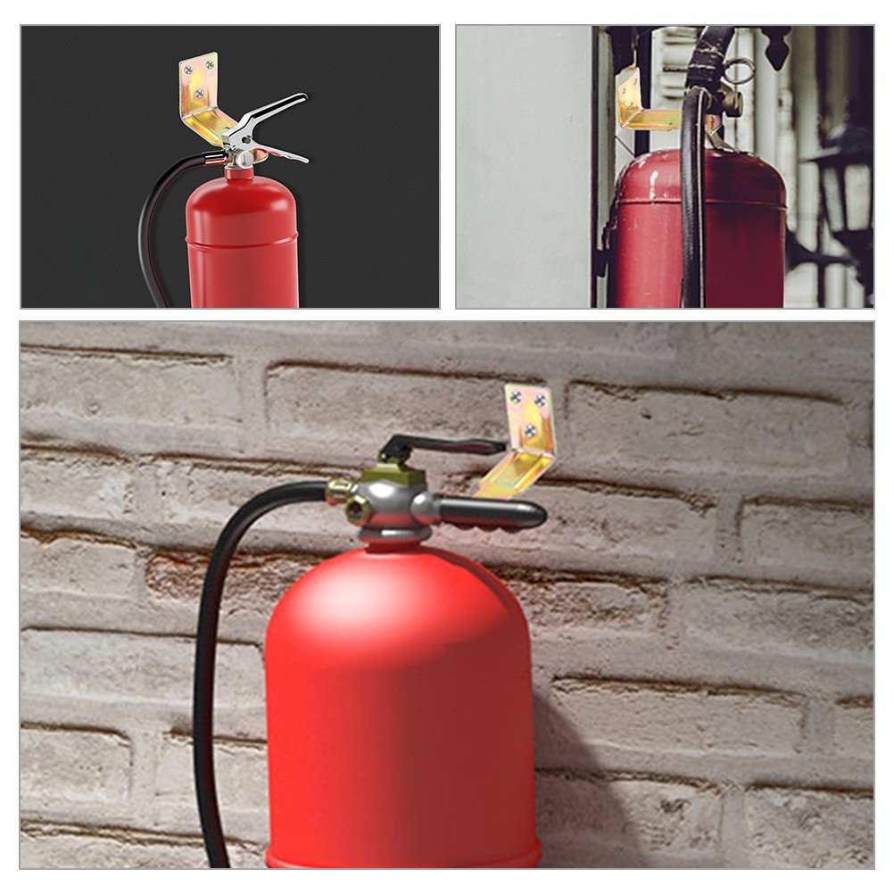 Fire Extinguisher Wall Mount Bracket Zinc Alloy Golden 4Pcs 2.95X1.77X1.18In
